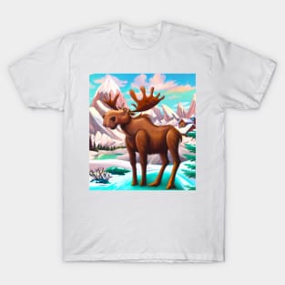 Cute Canadian Moose Hanging out in the Rocky Mountains T-Shirt